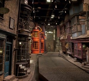The set of Diagon Alley at the Harry Potter Studios Tour