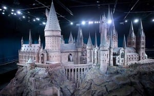 The scale replica of Hogwarts castle at the Warner Bros Studios tour