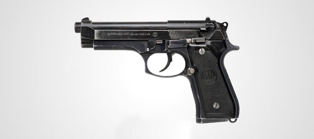 Pictured is the M9 Beretta semi automatic pistol, made famous by John McClane in the Die Hard films