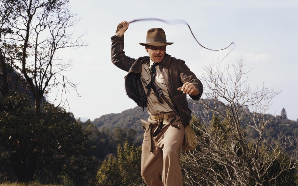 Indiana Jones cracking his whip.