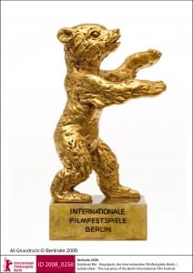 A golden bear statue which is the top prize at the Berlin International Film Festival.