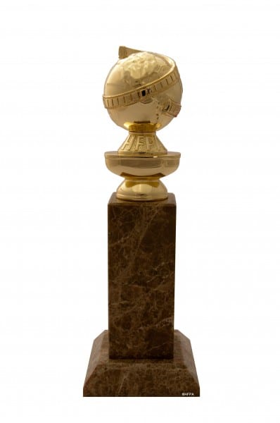 The Golden Globe Award Statuette, a golden globe sat on top of a granite base.