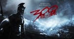 Image shows the movie poster for the upcoming movie, 300:Rise of an Empire. the image shows a spartan warrior amidst a darkened battle.