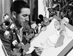 Walt Disney looking sketching characters