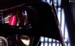 A close-up of Darth Vader mask.