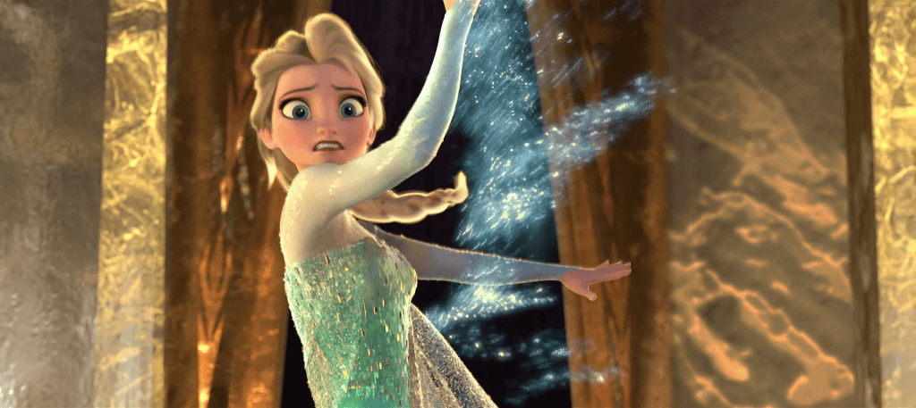 Elsa using her ice magic.